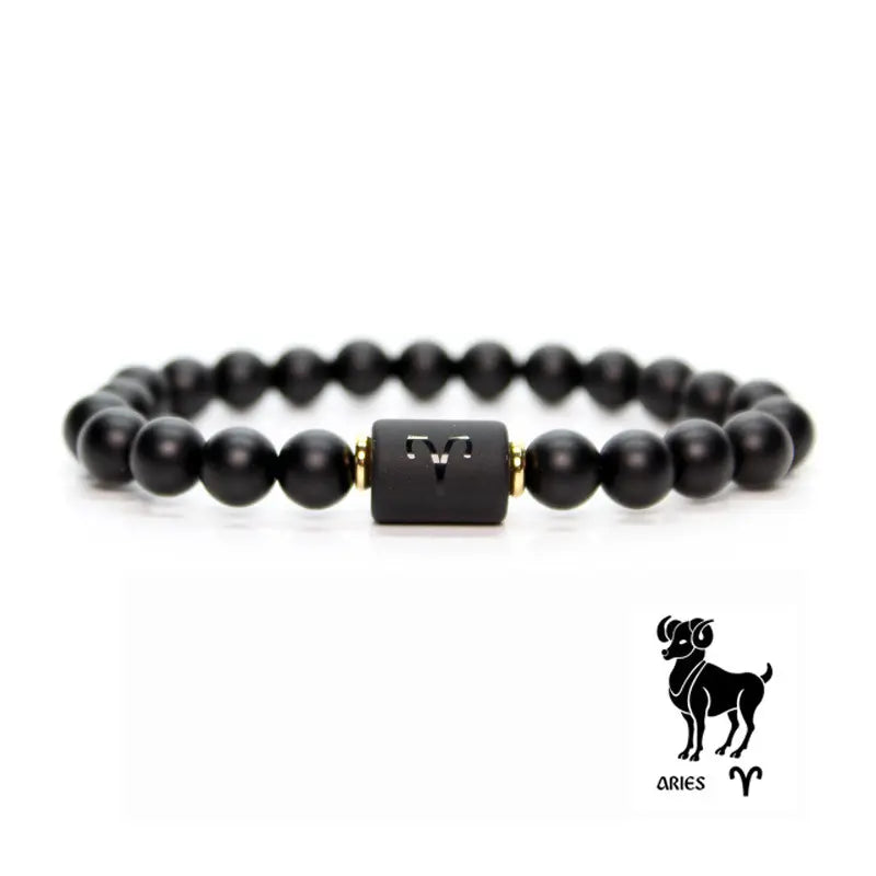 Astrology Birthstone Bracelet – Black Agate Protection Beads Gems Ritual