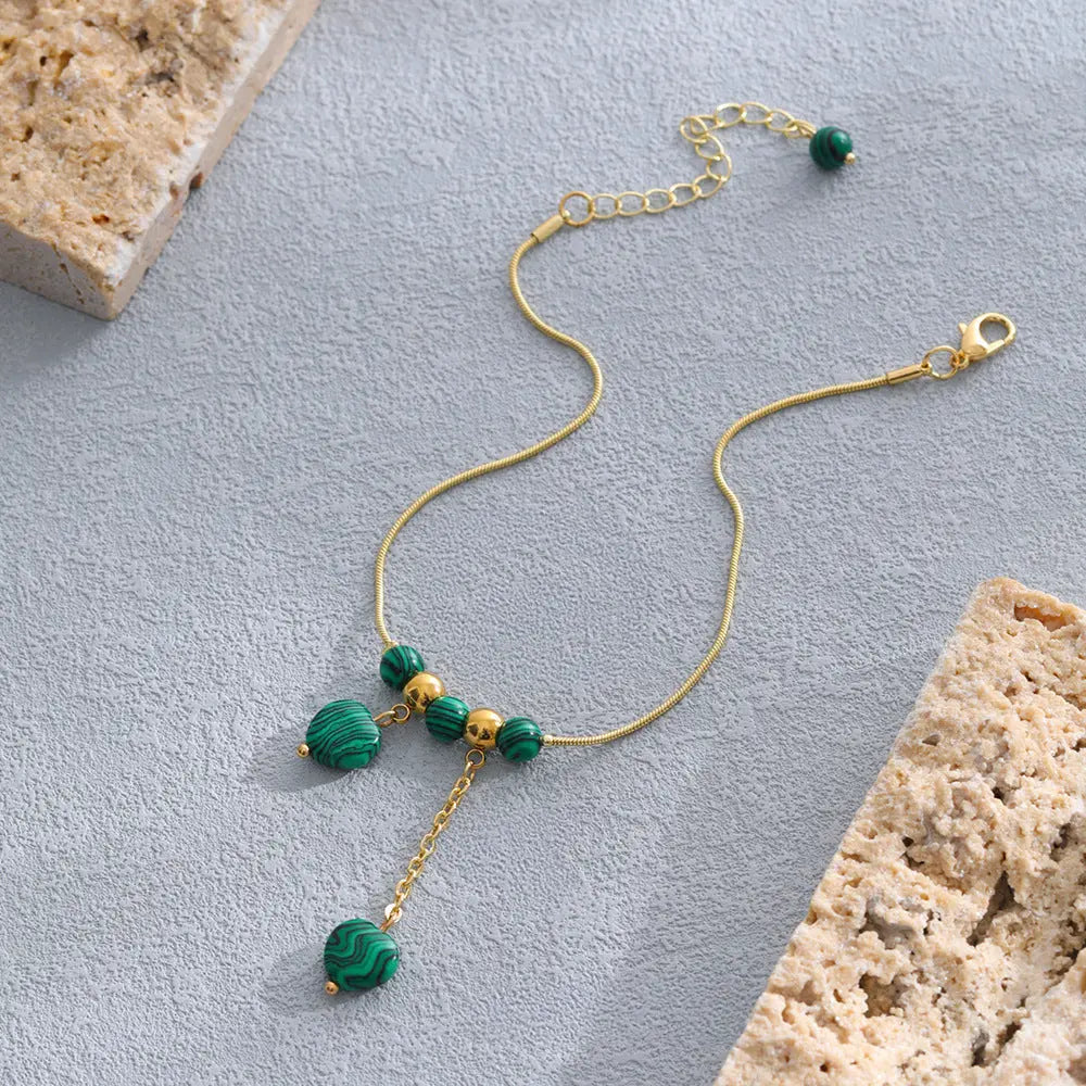 Natural Green Agate Anklet – Energy Balancing Jewelry - Gems Ritual