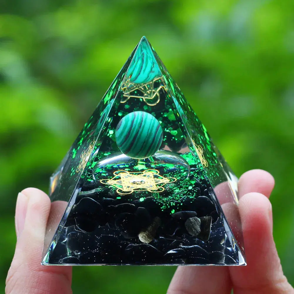 Meditation Orgonite Pyramid with Natural Crystals for Vibrational Healing Gems Ritual