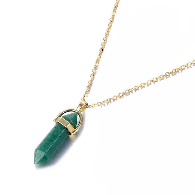 Hexagon Healing Crystal Necklace – Timeless Energy Jewelry Piece Gems Ritual