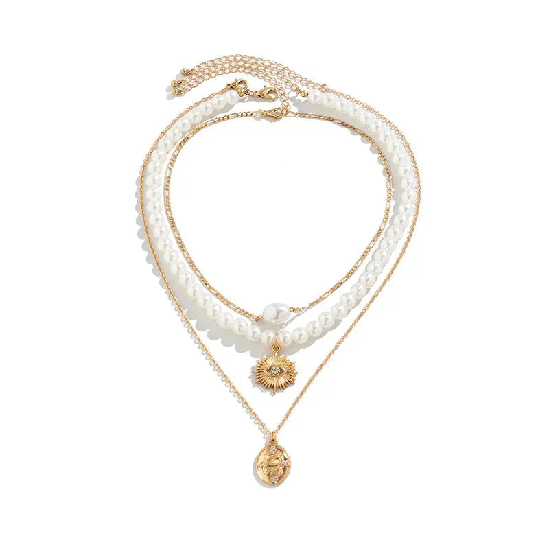 Starfish Pearl Shell Layered Necklace Set – 3-Piece Beach Jewelry - Gems Ritual