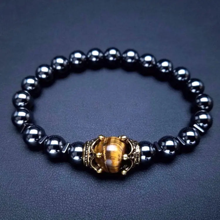 Royal Crown Gemstone Bracelet – Natural Stone Beads Gems Ritual