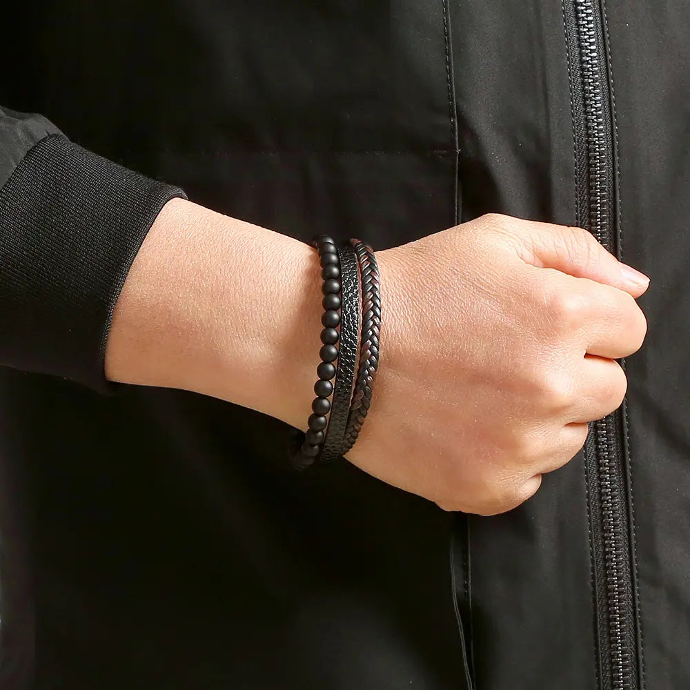 Men’s Obsidian Bracelet - Grounding & Protective Energy Gems Ritual