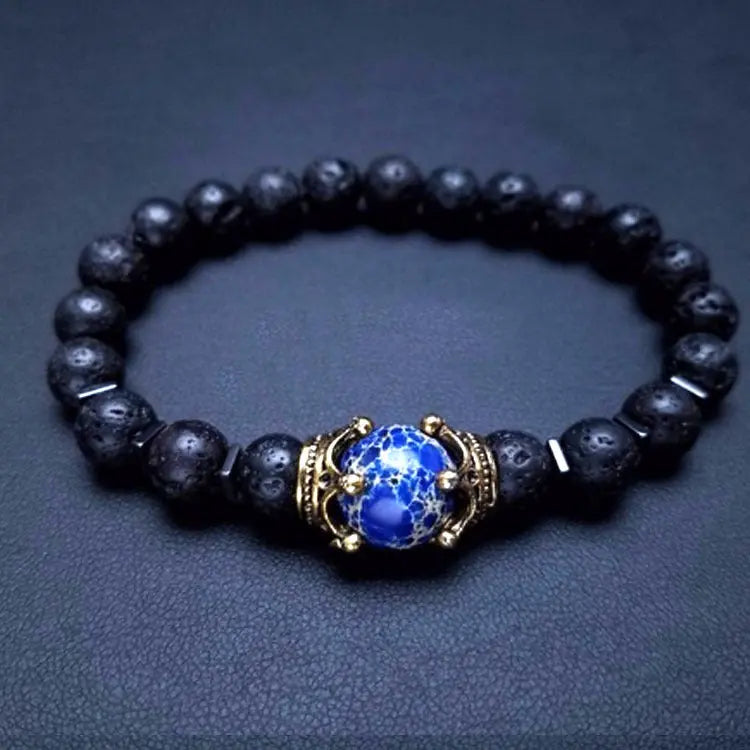 Royal Crown Gemstone Bracelet – Natural Stone Beads Gems Ritual