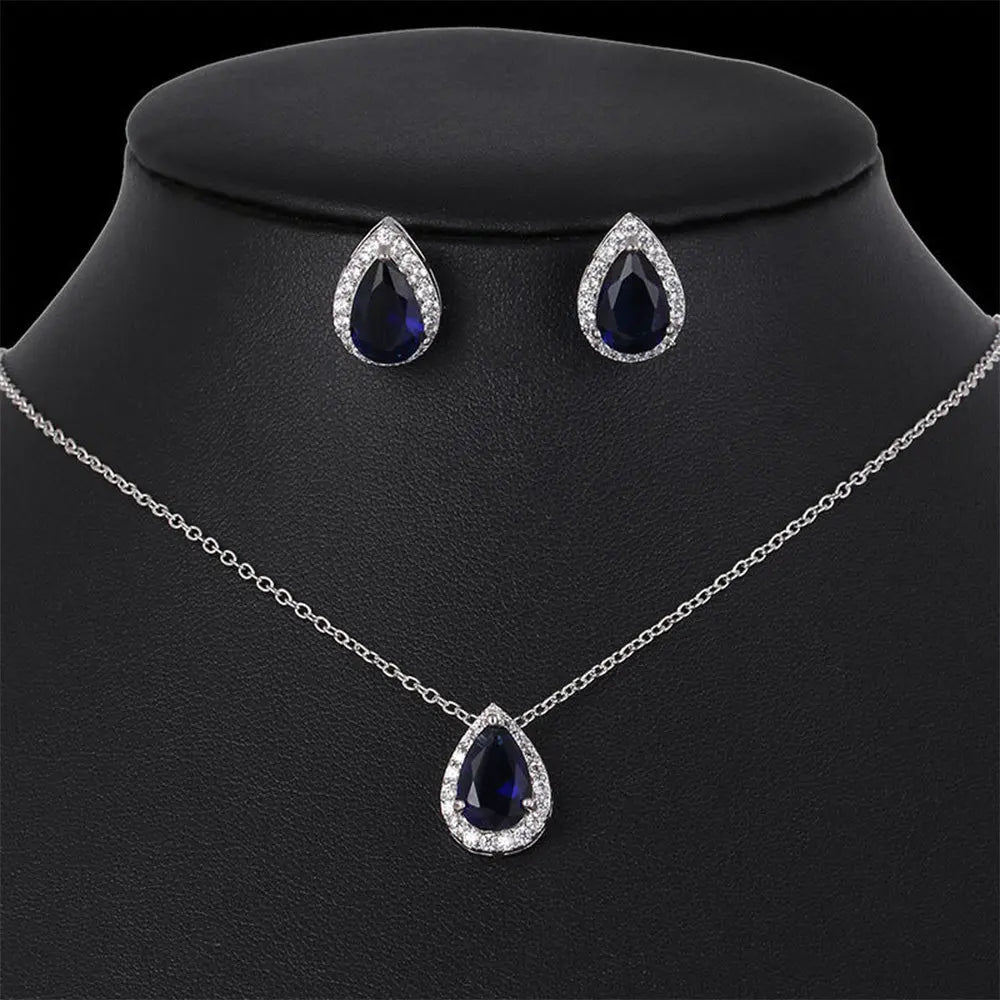 Timeless Zircon Wedding Set with Necklace and Earrings - Gems Ritual