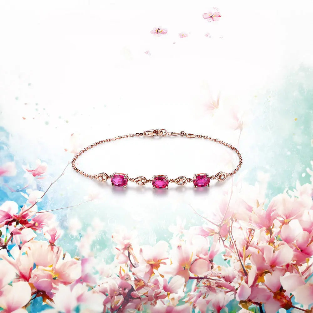 Romantic Rose Gold Jewelry with Red Tourmaline Gems Ritual
