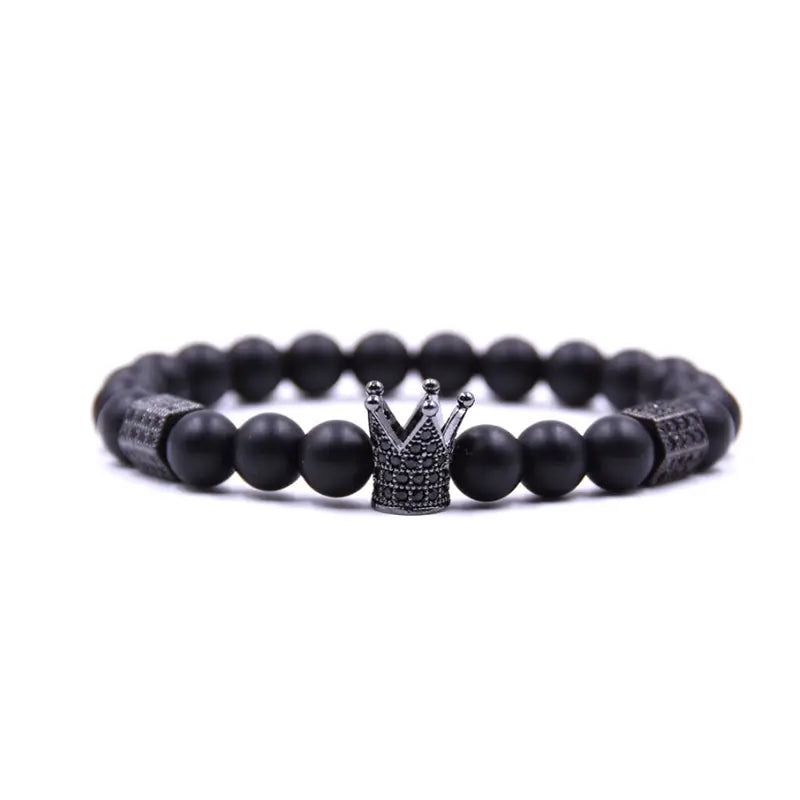 King's Crown Gem Bracelet – Classic Zircon & Bead Design - Gems Ritual
