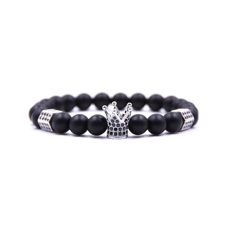 King's Crown Gem Bracelet – Classic Zircon & Bead Design - Gems Ritual