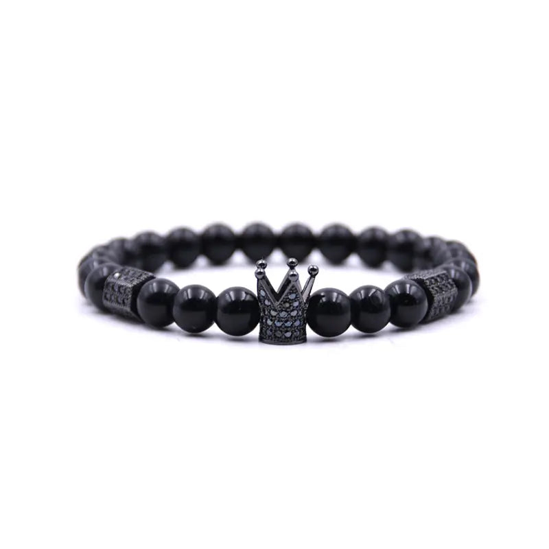 King's Crown Gem Bracelet – Classic Zircon & Bead Design - Gems Ritual
