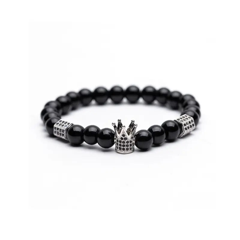 King's Crown Gem Bracelet – Classic Zircon & Bead Design - Gems Ritual
