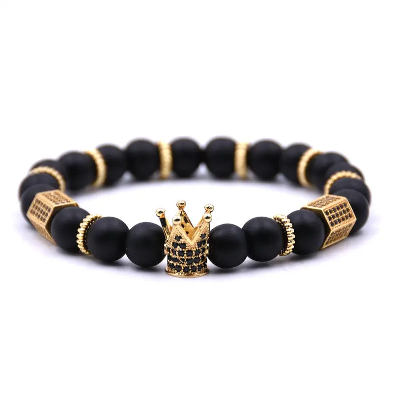 King's Crown Gem Bracelet – Classic Zircon & Bead Design - Gems Ritual