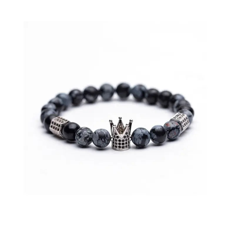 King's Crown Gem Bracelet – Classic Zircon & Bead Design - Gems Ritual