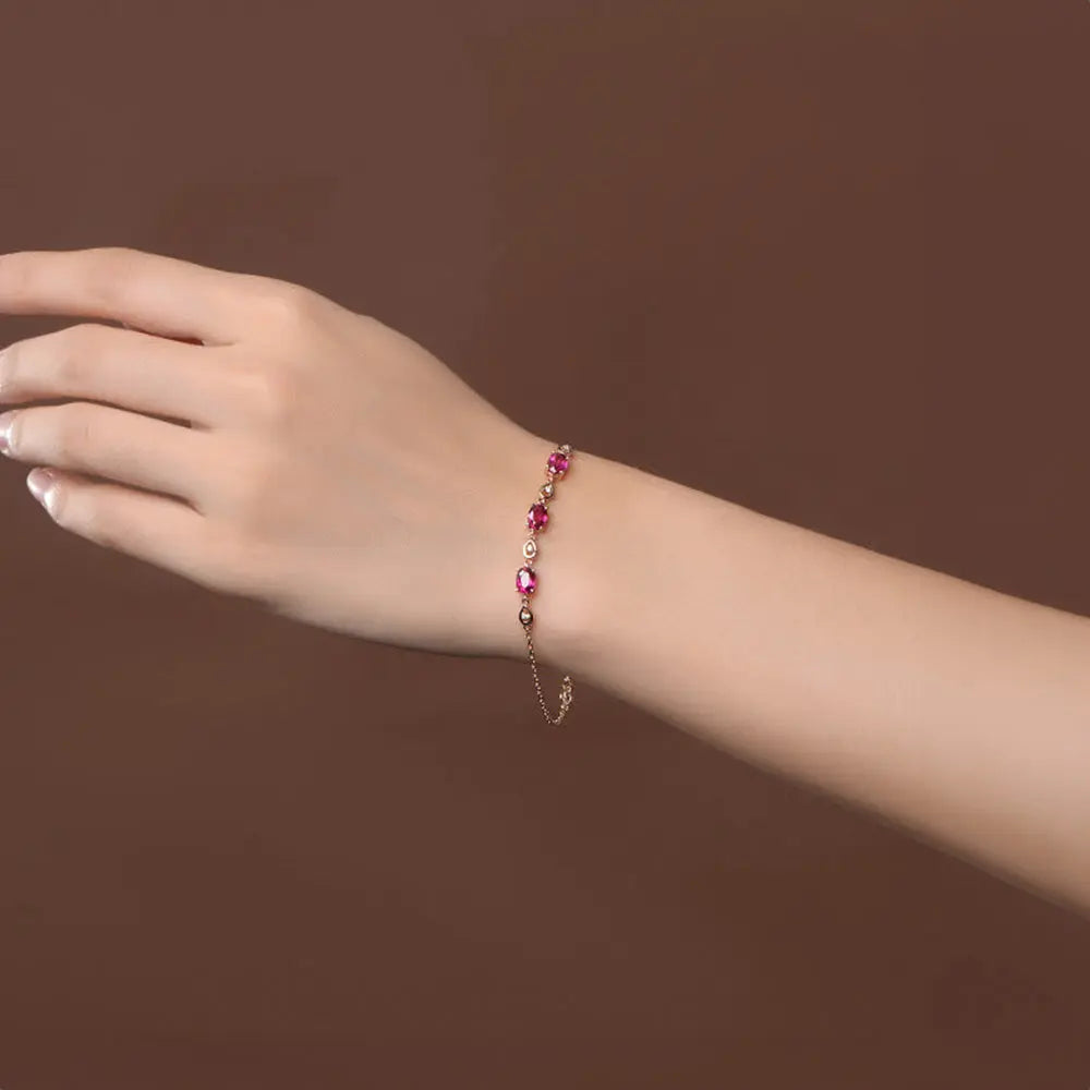 Romantic Rose Gold Jewelry with Red Tourmaline Gems Ritual