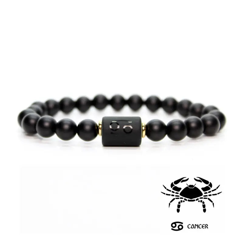 Astrology Birthstone Bracelet – Black Agate Protection Beads Gems Ritual