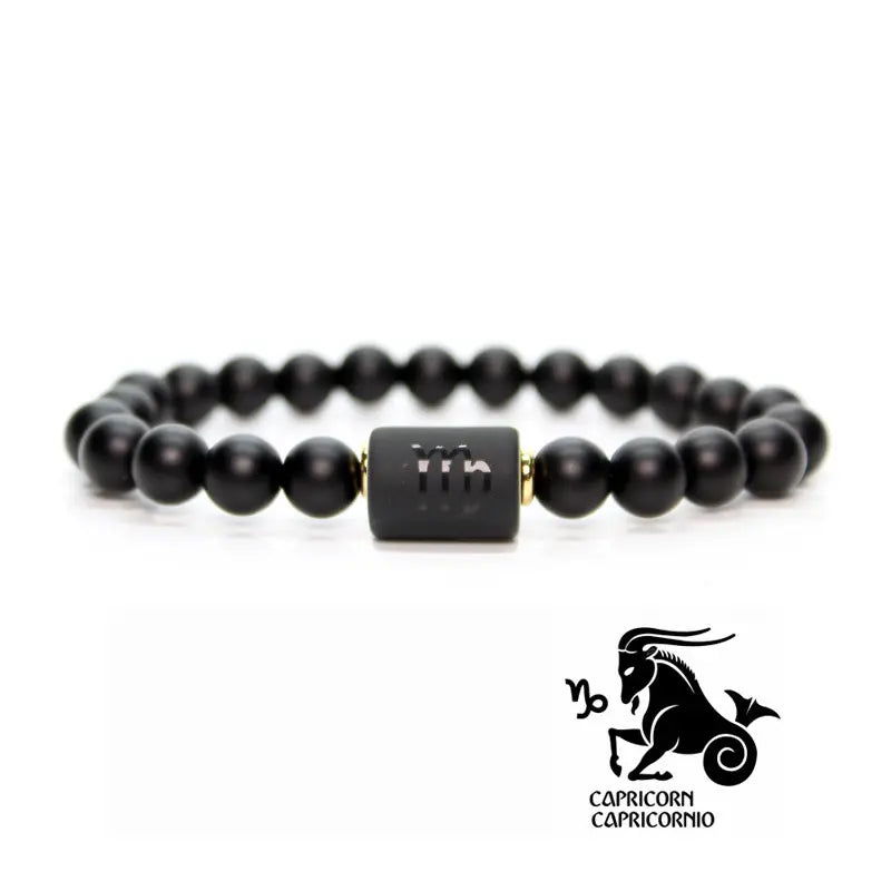Astrology Birthstone Bracelet – Black Agate Protection Beads Gems Ritual