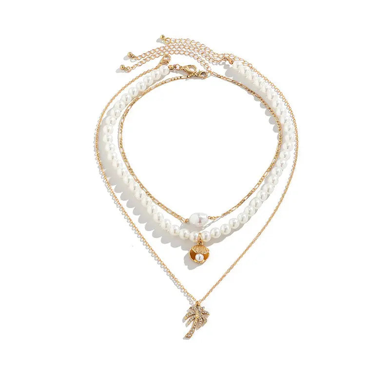 Starfish Pearl Shell Layered Necklace Set – 3-Piece Beach Jewelry - Gems Ritual