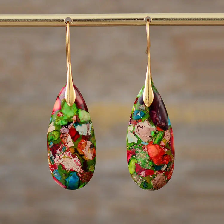 Bohemian Emperor Stone Teardrop Earrings - Gems Ritual