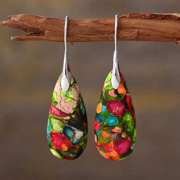 Bohemian Emperor Stone Teardrop Earrings - Gems Ritual