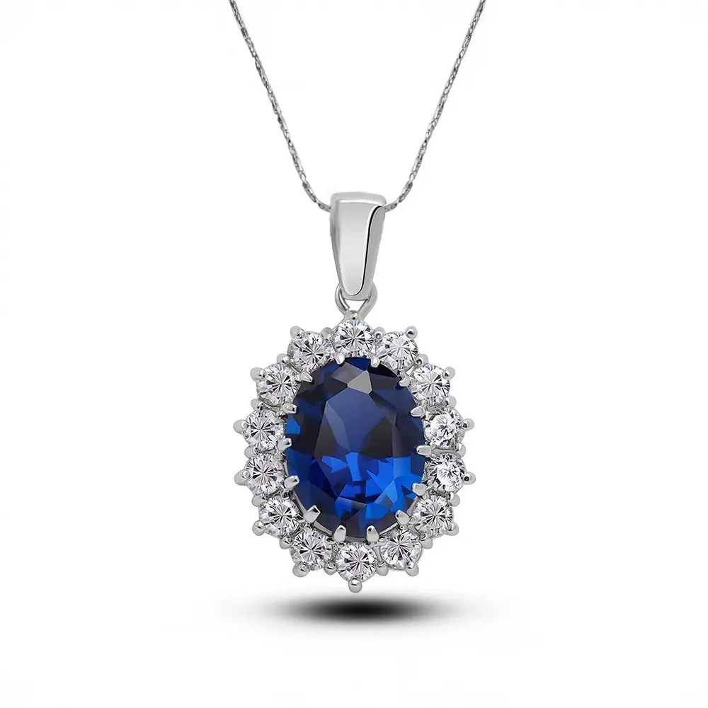 Glamorous Sapphire Jewelry Set with Zirconia Accents Gems Ritual