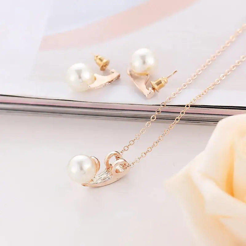 Shimmering Pearl Necklace & Earrings – Elegant Jewelry Set for Special Occasions - Gems Ritual