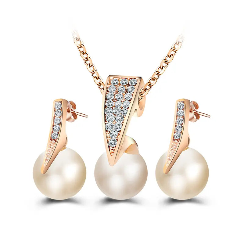 Shimmering Pearl Necklace & Earrings – Elegant Jewelry Set for Special Occasions - Gems Ritual
