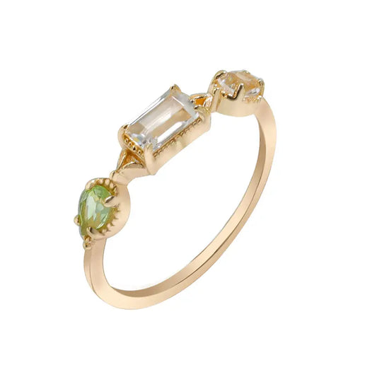 Crystal Topaz Peridot Ring – Elegant Gemstone Jewelry for Women Gems Ritual