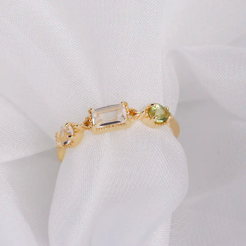 Crystal Topaz Peridot Ring – Elegant Gemstone Jewelry for Women Gems Ritual
