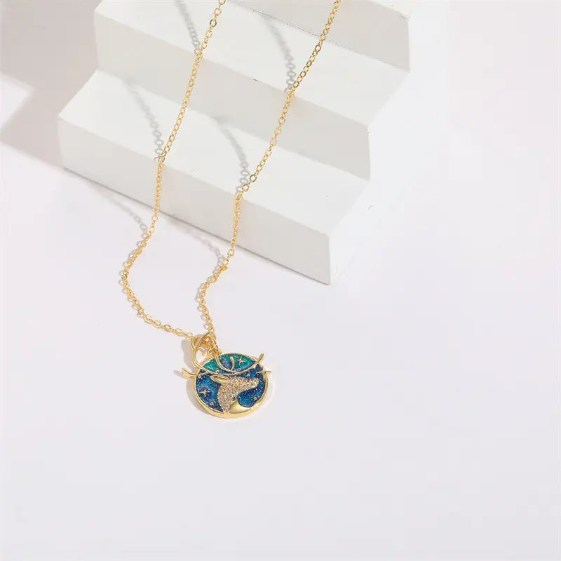 Celestial Zircon Necklace – Sun, Moon & Star Jewelry Gems Ritual