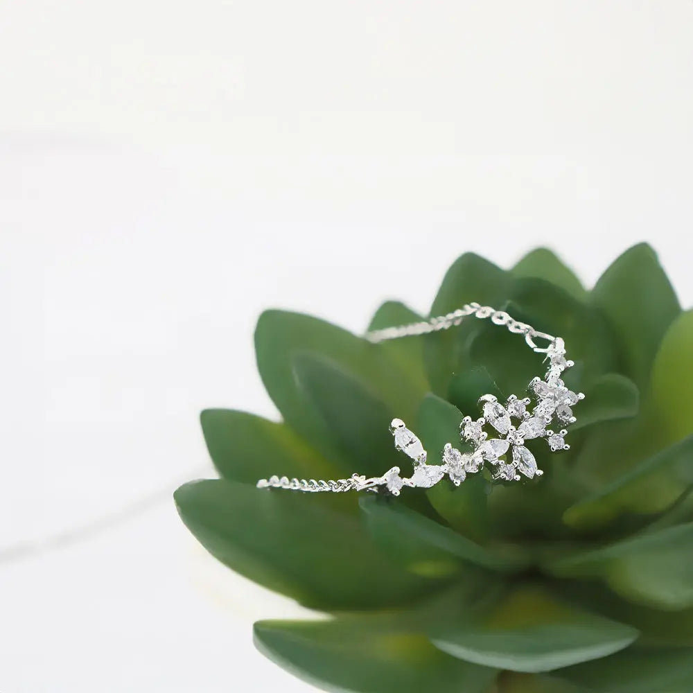 Floral Zircon Crystal Necklace with Delicate Design - Gems Ritual