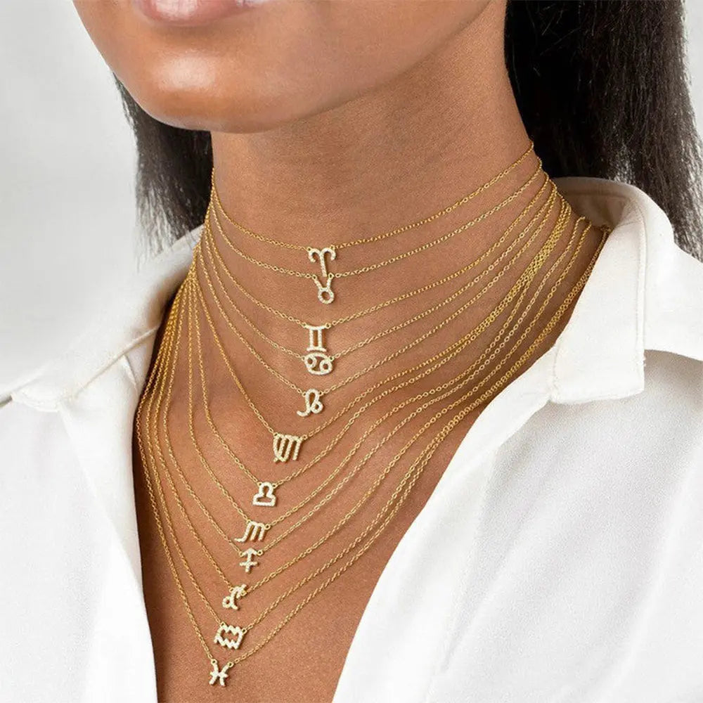 Celestial Diamond Zodiac Necklace – Astrology Sign Jewelry Gift - Gems Ritual