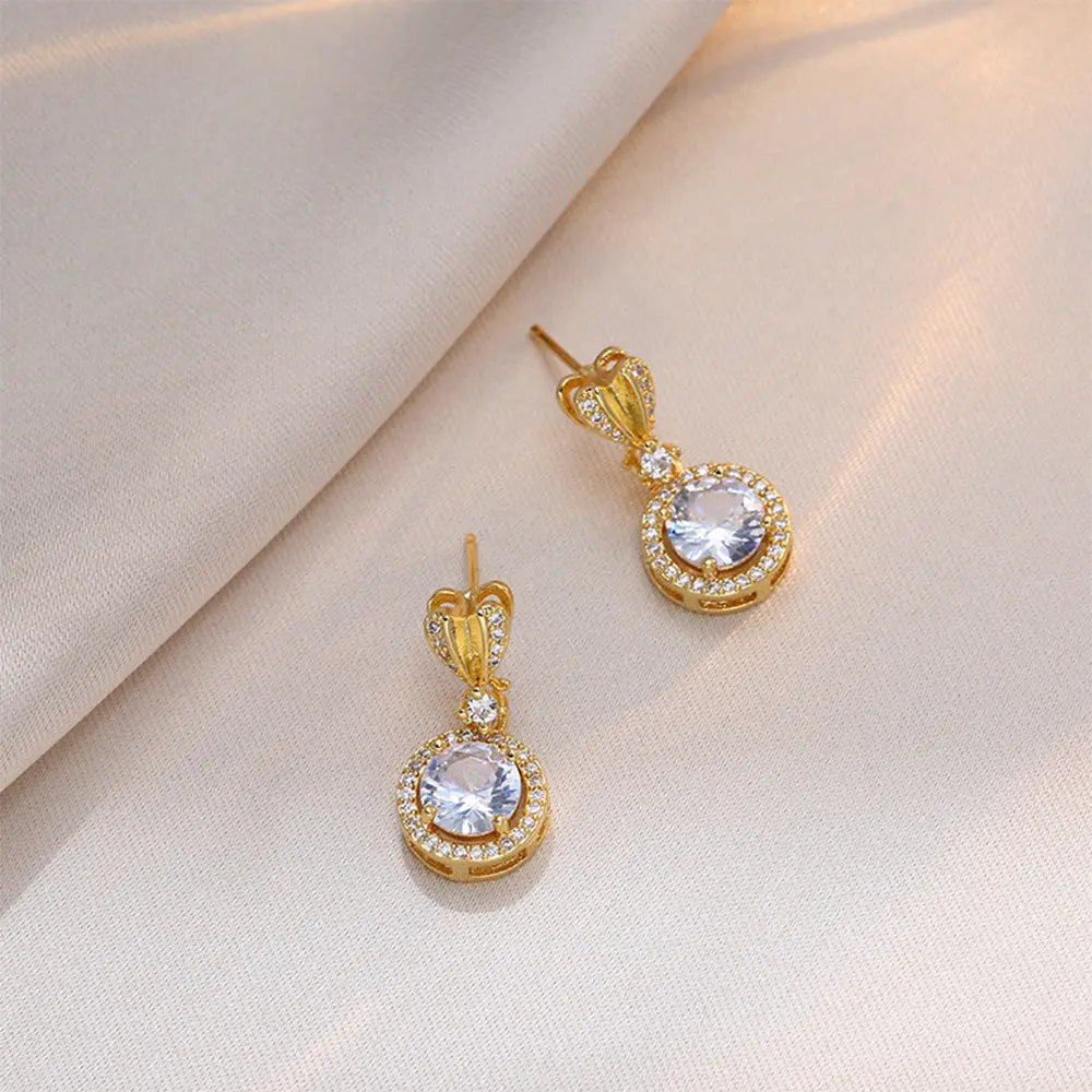 Dazzling Zircon Jewelry Set – Necklace and Earrings in Gold Finish Gems Ritual