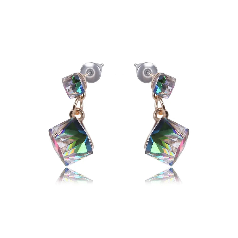 Iridescent Zircon Crystal Drop Earrings – Elegant & Timeless Sparkle - Gems Ritual
