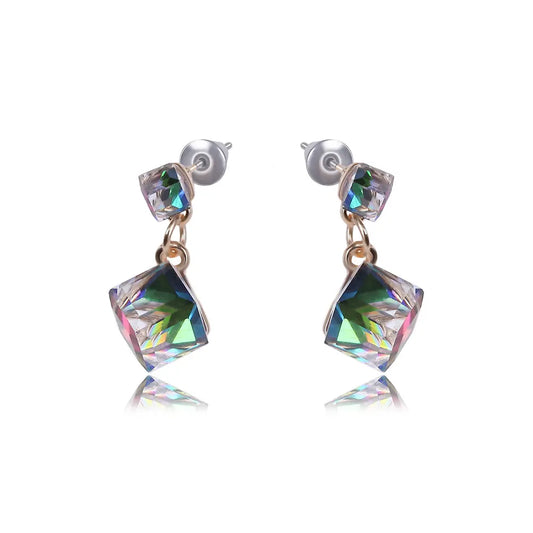 Iridescent Zircon Crystal Drop Earrings – Elegant & Timeless Sparkle - Gems Ritual