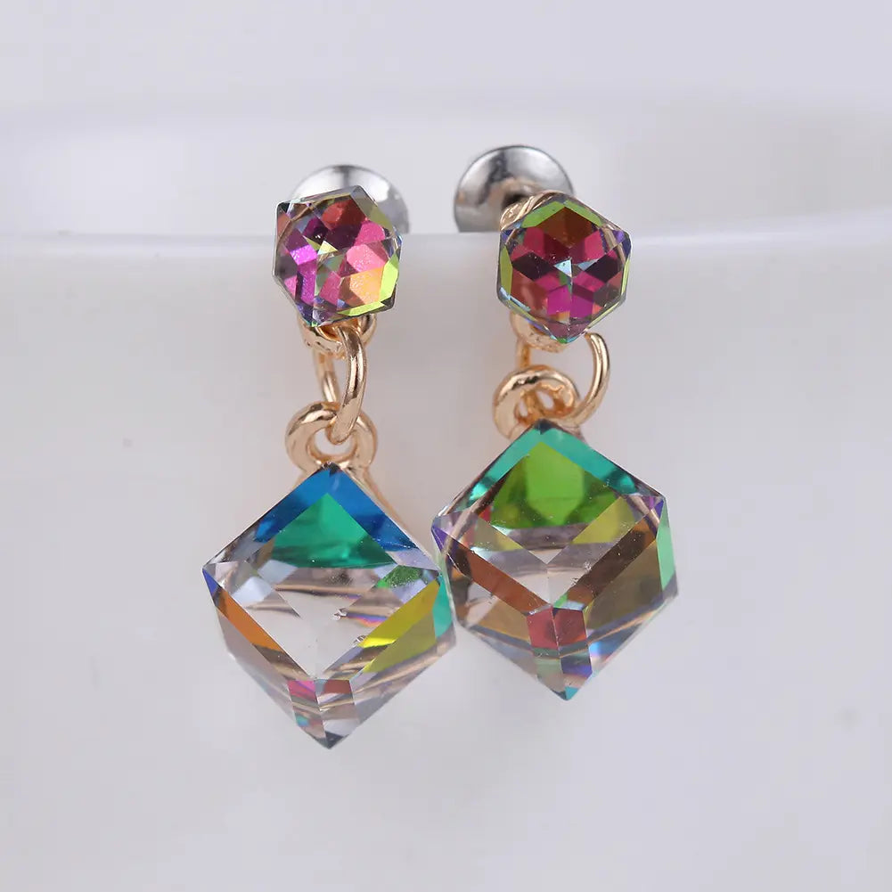 Iridescent Zircon Crystal Drop Earrings – Elegant & Timeless Sparkle - Gems Ritual