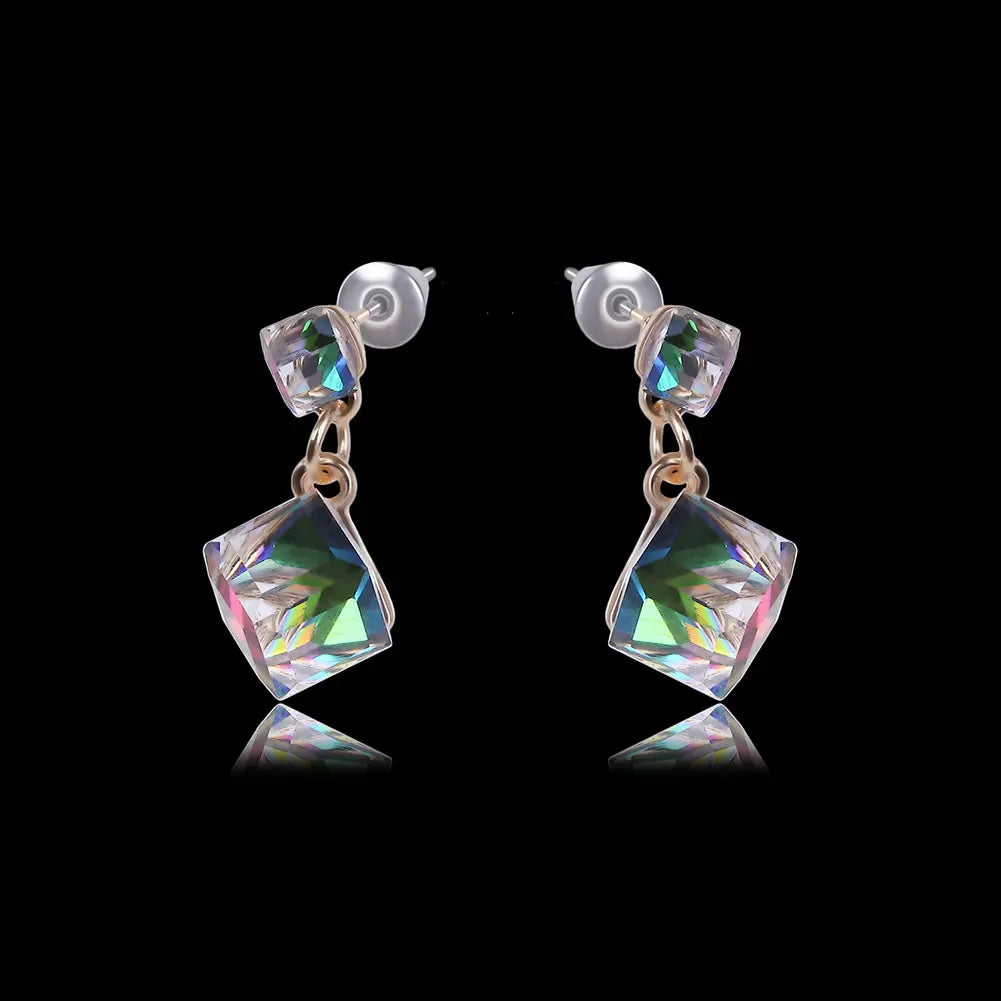 Iridescent Zircon Crystal Drop Earrings – Elegant & Timeless Sparkle - Gems Ritual
