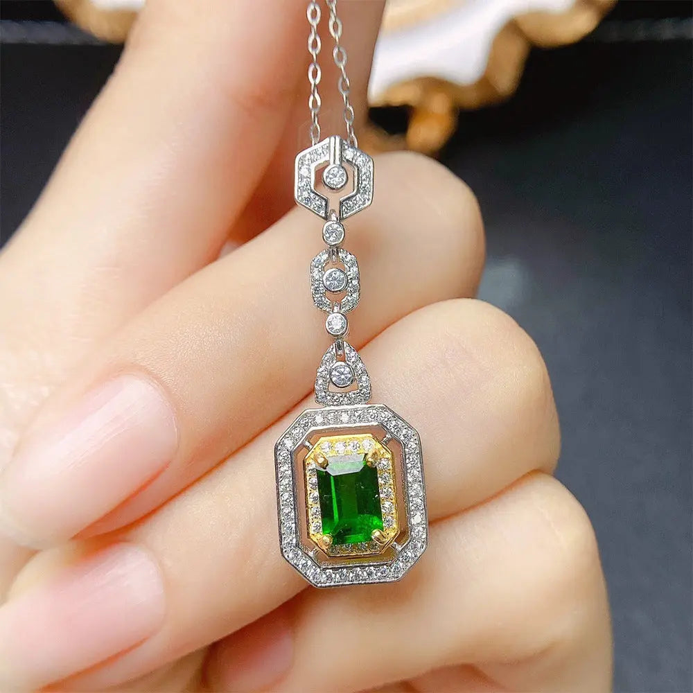 Diopside Stone Necklace – Refined and Elegant Silver Jewelry Gems Ritual