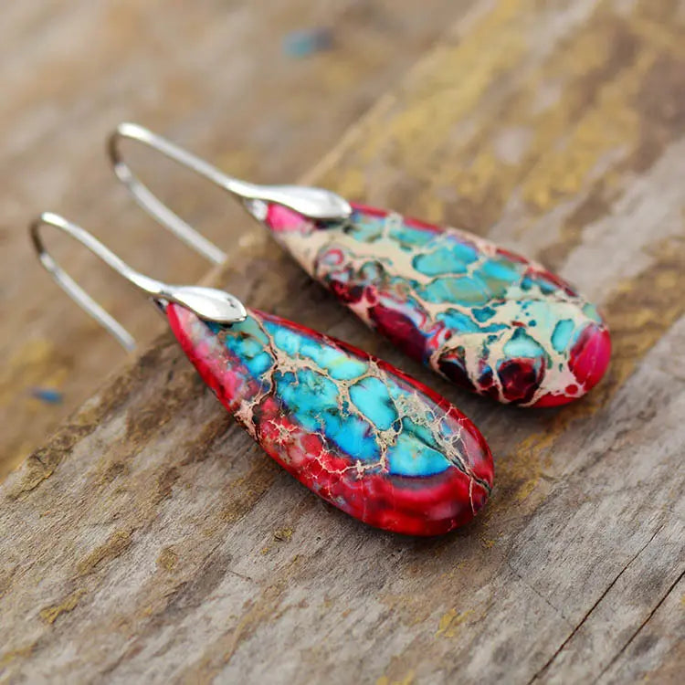 Bohemian Emperor Stone Teardrop Earrings - Gems Ritual