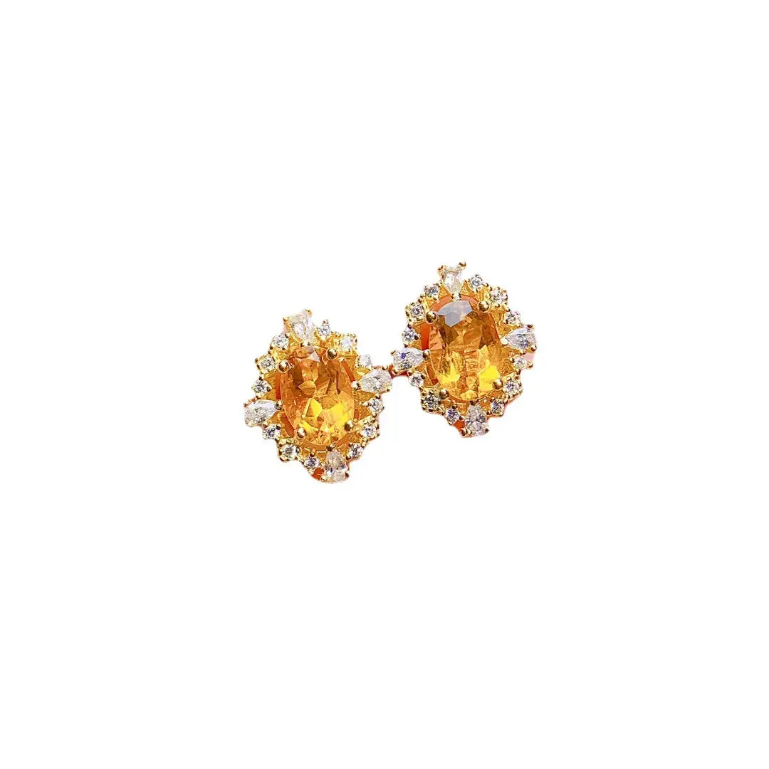 Golden Glow Citrine Earrings - Classic Elegance Redefined - Gems Ritual
