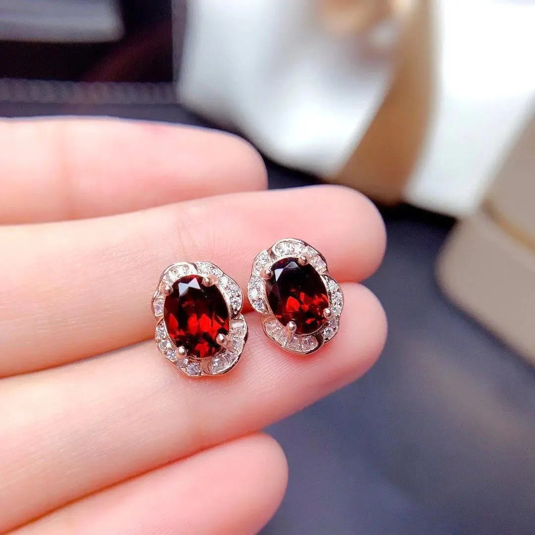 Radiant Garnet Jewelry Set - Necklace, Earrings, and Ring for Special Occasions - Gems Ritual