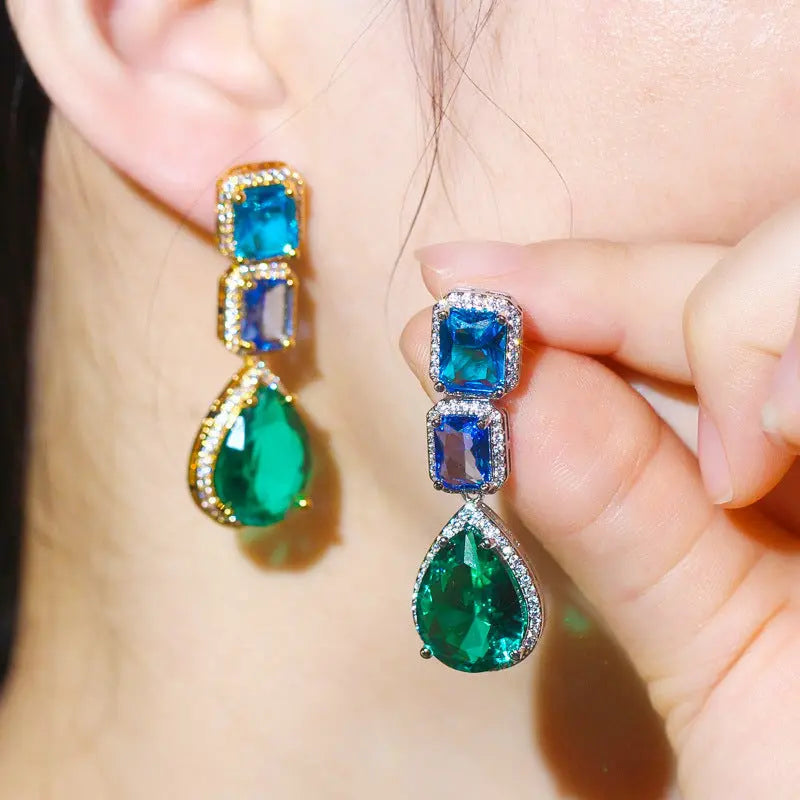 Exquisite Zircon and Glass Earrings – Shine Bright - Gems Ritual