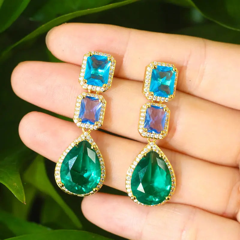 Exquisite Zircon and Glass Earrings – Shine Bright - Gems Ritual