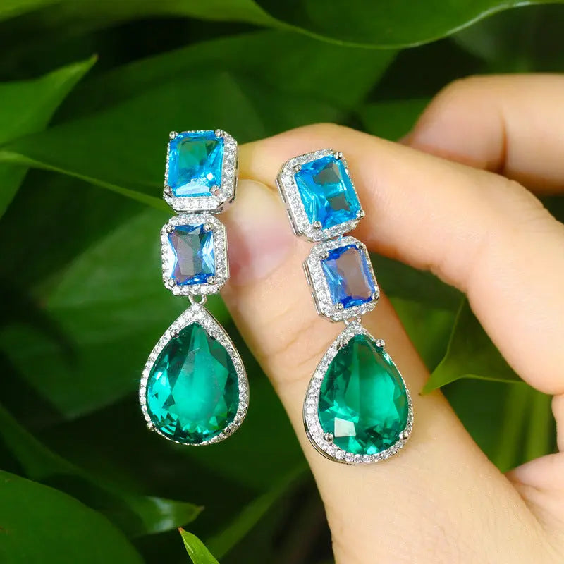 Exquisite Zircon and Glass Earrings – Shine Bright - Gems Ritual