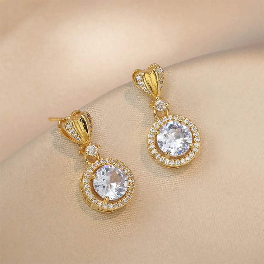 Dazzling Zircon Jewelry Set – Necklace and Earrings in Gold Finish Gems Ritual