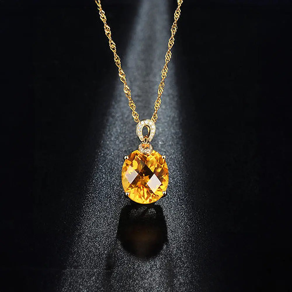 Vintage Citrine Necklace with Crystal Detailing – Luxurious Golden Glow - Gems Ritual