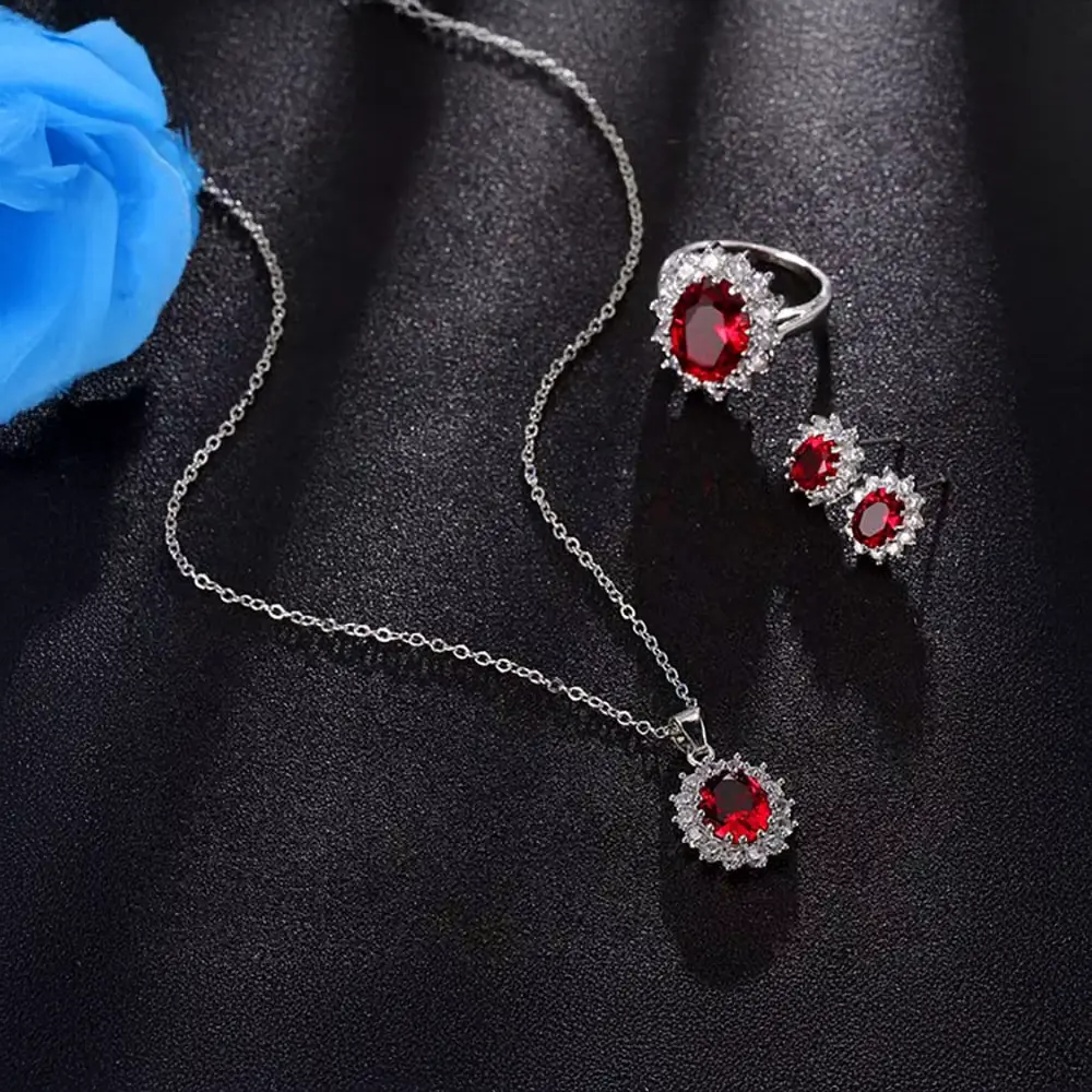 Glamorous Sapphire Jewelry Set with Zirconia Accents Gems Ritual