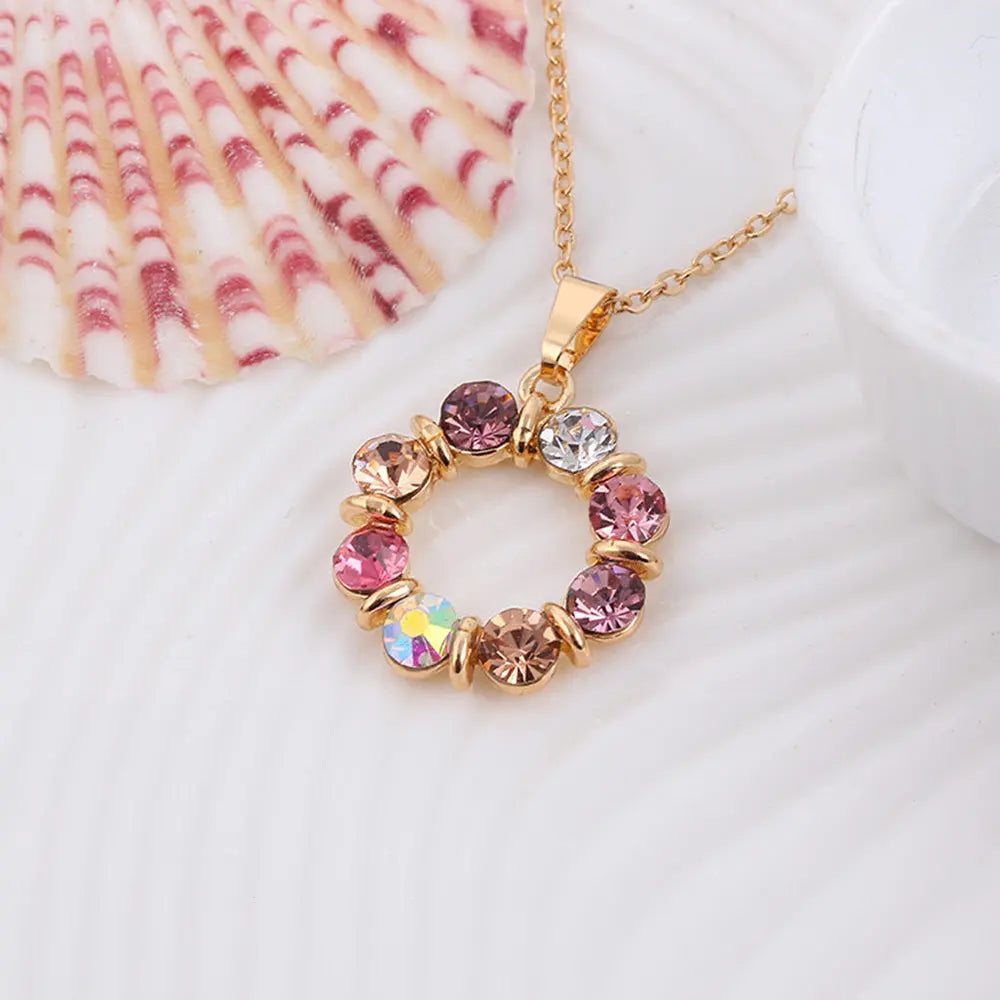 European Style Crystal Jewelry Set – Colorful Pendant & Earrings - Gems Ritual