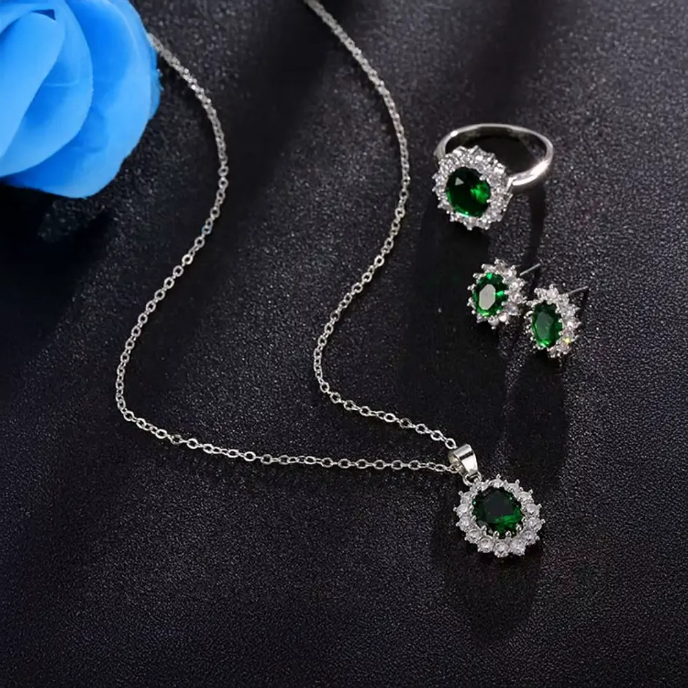 Glamorous Sapphire Jewelry Set with Zirconia Accents Gems Ritual