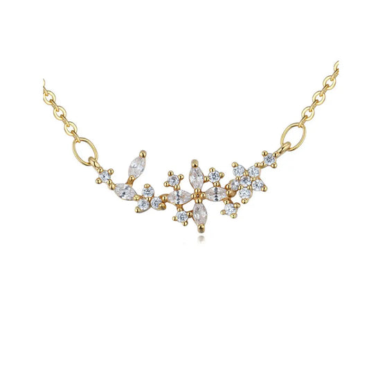 Floral Zircon Crystal Necklace with Delicate Design - Gems Ritual