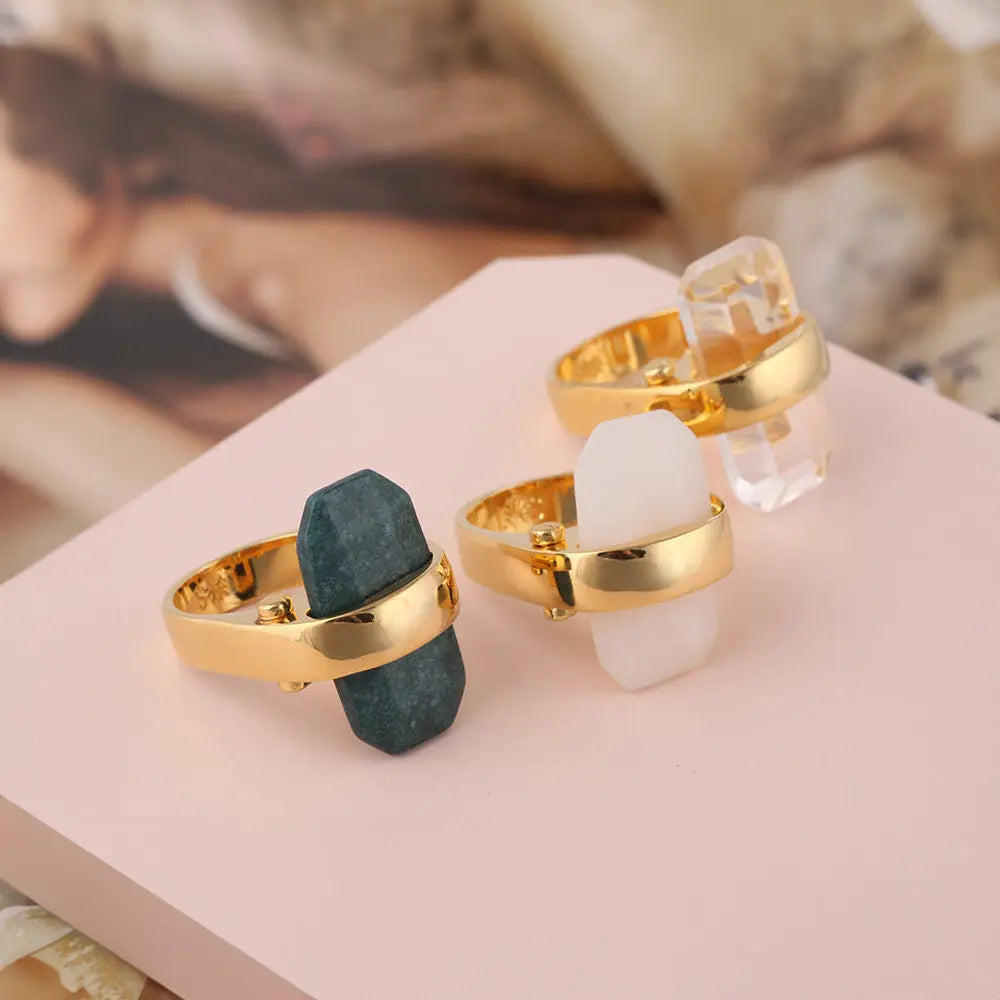Sophisticated Natural Stone Ring with a Contemporary Twist - Gems Ritual