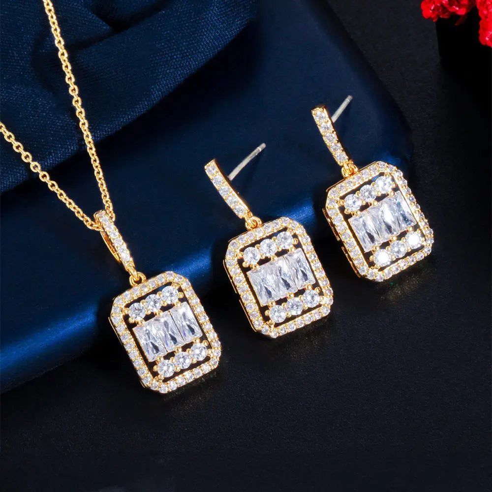 Geometric zircon jewelry set - Gems Ritual
